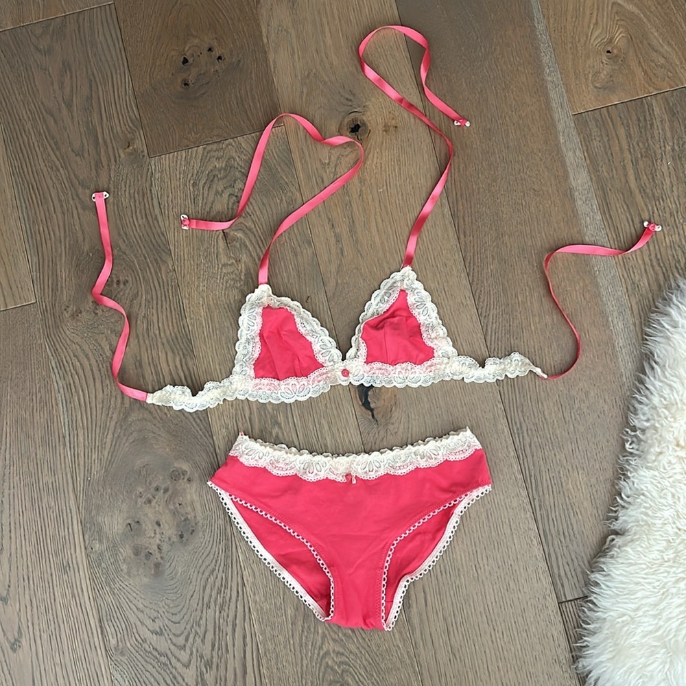 2sets - Soft cotton triangle bra and panty - Picture 4 of 15